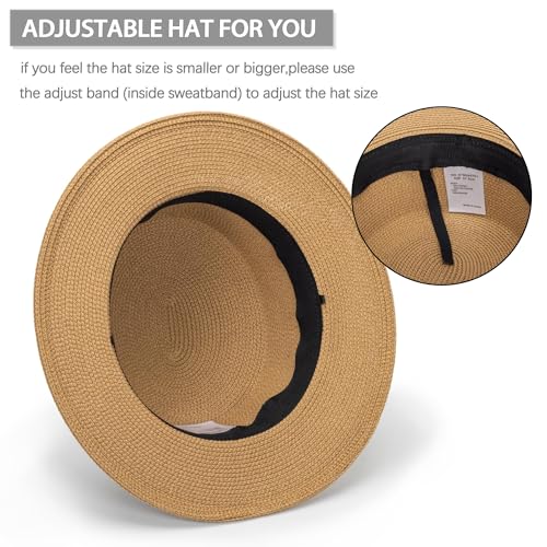 Sombrero de paja estilo boater unisex plegable miniatura 5