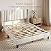 Yaheetech Queen Bed Frame Upholstered Platform Bed with Fabric Headboard, Wing Edge Design/Non-Slip and Noise-Free/Wooden Slats Support/No Box Spring Needed/Easy Assembly, Ivory Queen Bed