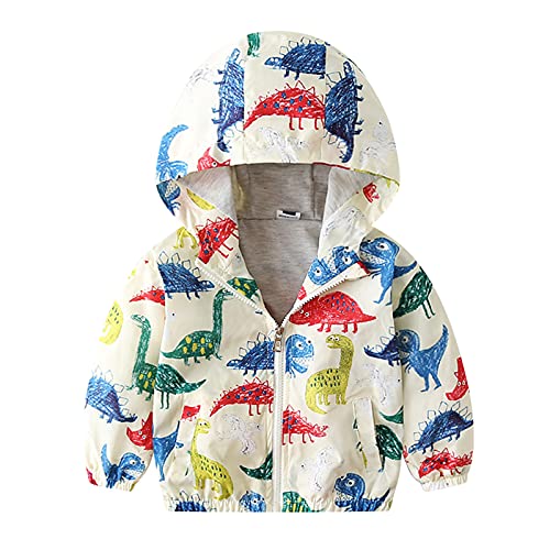 Toddler Boys Windbreaker Long Sleeve Fall Coat Thin Jacket Casual Zip Hooded Jacket (Beige, 2-3 Years)