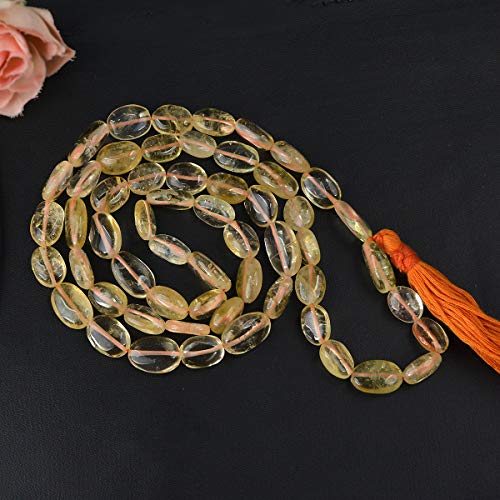 Image of Natural Oval Crystal Beads Mala Necklace Collection for Men & Women, Reiki Energized Gemstone Jewellery for Meditation, Mindful Living, Spiritual Decor & Everyday Fashion Styling