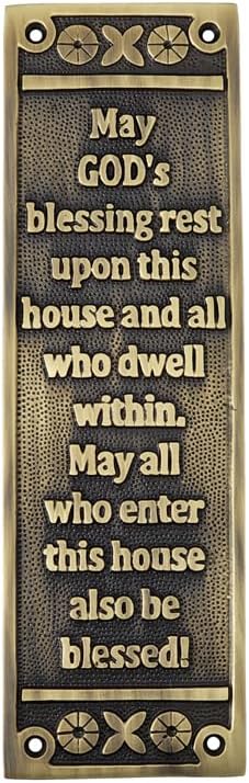 Adonai Hardware "Blessings" Brass Push Plate - Antique Brass