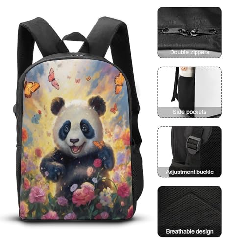 Sac à dos Panda 3D grand format 43 cm pour l'école primaire