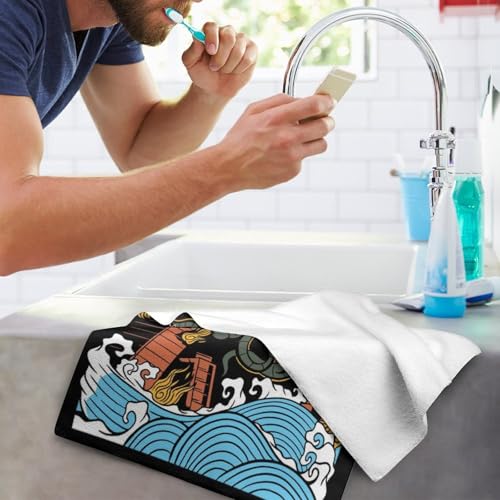 sinyumoney Kaiju Cthulhu Hand Towel Water Absorbent Bathroom Towel for Spa Gym Hotel & Everyday Bathroom 35x73cm - Image 5