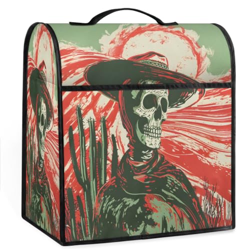 Coffee Maker Cover Cactus Skull Kitchen Appliance Covers Small Appliance Covers Blender Cover Juicer Cover Dust Covers for Kitchen Appliances with Top Handle and Pockets,Washable,C423