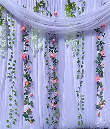 Ukeler 2 Pack Artificial Rose Vines Silk Flower Garland Artificial Floral Plant For Wedding Arch Party Garden Craft Home Decor, Dark Pink #TOP4