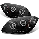 For Cobalt Pontiac G5 Pursuit Black Smoke Halo Ring LED Projector Headlights Driver/Passenger Pair...