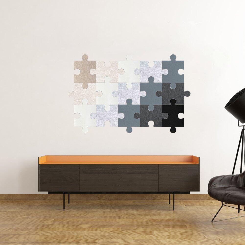Puzzle-Pinnwand aus Filz 15 Stück selbstklebend um Fotos aufzubewahren Anzeigetafel-Pads 3D-Puzzle Korktafel Fliesen Wandaufkleber, 11.81*7.87inch, Wie gezeigt