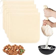 4Pcs Nut Milk Bags, Unbleached Cheesecloth Bags Reusable Almond Milk Bag Cotton Strainer Bags for Cheese Coffee Juice Almond Milk,12"x12"