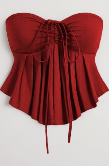 Trendy Drawstring Front Off-Shoulder Ruffle Hem Tube Top | Stylish Fashion