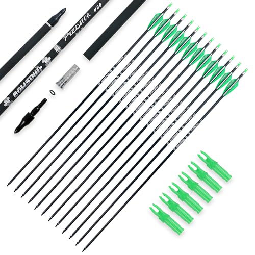 30inch Hunting Carbon Archery Arrows with 2.75 High Hardness Vanes Spine 400 for Compound Bow and Recurve Bow