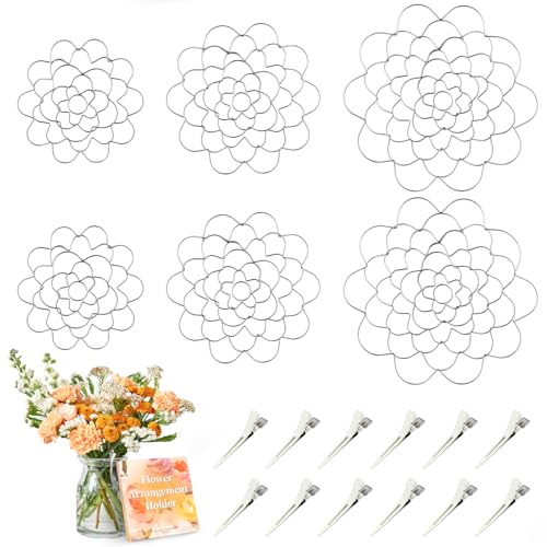 Flower Arrangements, 6Pcs Flower Arrangement Holder Stainless Steel Round Metal Flower Insert Lid Supplies for Arrangement Plant Fixation