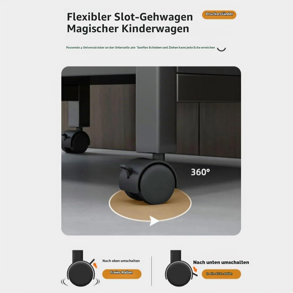 3 Ebenen Computer Tower Ständer, Höhenverstellbarer PC Tower Ständer mit Rollen, PC CPU Stand aus Metall Druckertisch für Wohnzimmer, Schlafzimmer, Arbeitszimmer, Büro,51x30x69cm,Schwarz