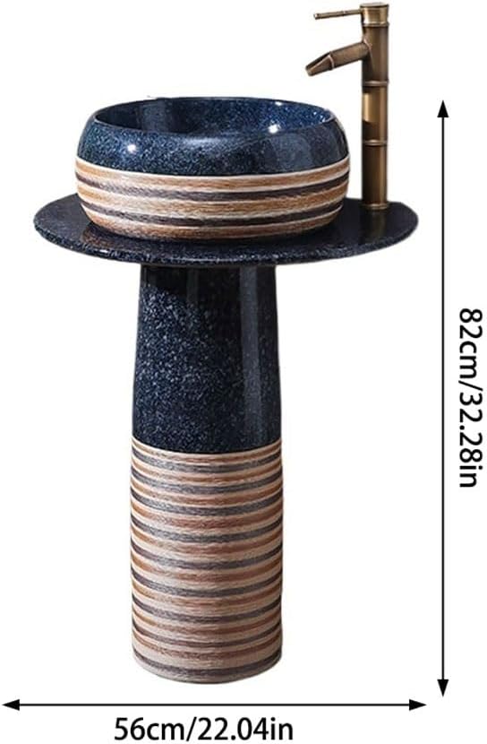 Pedestal Sinks Outdoor Wash Basin Column Courtyard Villa Garden Integrated Floor-Standing Vertical Bathroom Sink (A)