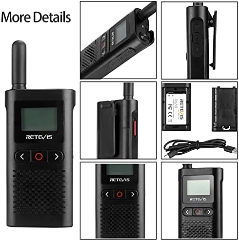 Retevis RB628 Walkie Talkie for Adults, 1500mAh PMR446 Rechargeable 2 Way Radio, VOX LCD Screen, Call Tones, Professional Walkie Talkie with Headset for School, Restaurants (6Pcs, Black)