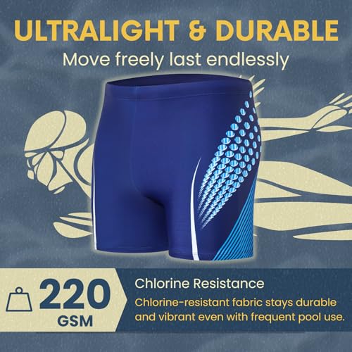 Steppe Men's Square Leg Jammers, Athletic Swimwear Quick Dry Swimming Trunks, Printed Comfortable Bathing Suit3