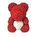 Orso rosa fiore peluche rosa rosa fiore artificiale fiore immortale rosa festa della mamma regalo di natale giorno bianco festa di compleanno confezione regalo matrimonio (B)