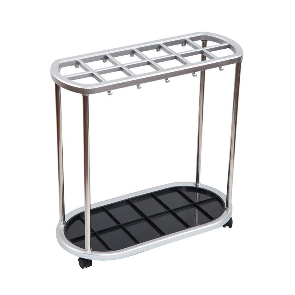 Porte-parapluie hôtel en acier inoxydable à roues pour hall et bureau