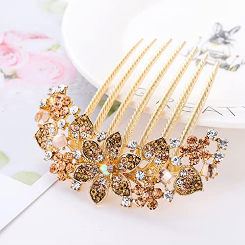 2 Pcs Flower Bridal Hair Comb Rhinestone Barrette Hairpin For Women Decorative Chinese Style Hair Clips Hair Accessories #TOP2