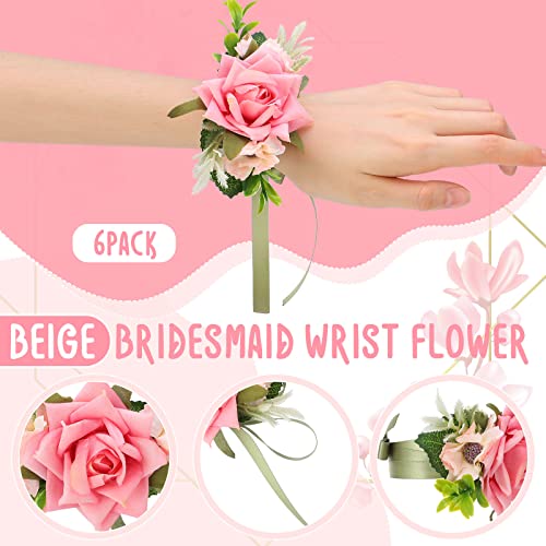 image for Jexine 12 Pcs Boutonniere and Corsage for Wedding Party Flower Wrist C