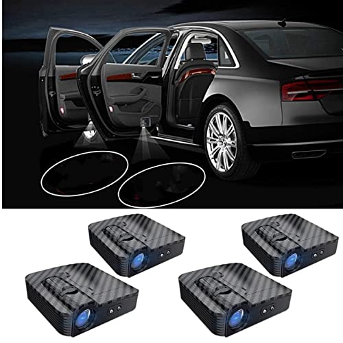 Custom Car Door Projector Lights,Customized Logo Carbon Fibre Car Door Lights LED Light (4Pcs)