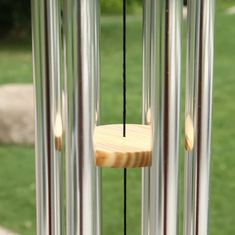 YXSH Argent 6 Tube Carillon Éolien Chapelle Cloches Carillons Éoliens Porte Tenture Murale Ornement Maison Jardin Décor Extérieur Carillons Éoliens
