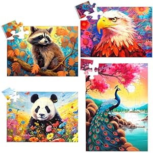 4 Packs 35 Large Piece Puzzle for Seniors Jigsaw Puzzle Dementia Alzheimer’s Products Activities, 16 Piece Alzheimers Puzzles Easy Memory Games for Elderly Patients Nursing Gift Adult Women Men