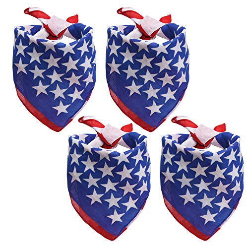 Livder 4 Pack USA Flag Dog Bandanas Large American Flags Scarfs for Big, Medium, Small Dogs Scarfs, Pets Bib