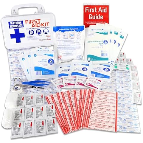 10 Person, 116 Piece Bulk Workplace First Aid Kit by Urgent First Aid™, Wall-Mountable & Portable Plastic Case with Gasket to Keep Out Moisture & dust | OSHA Compliant: Extra First aid Item Content Cover
