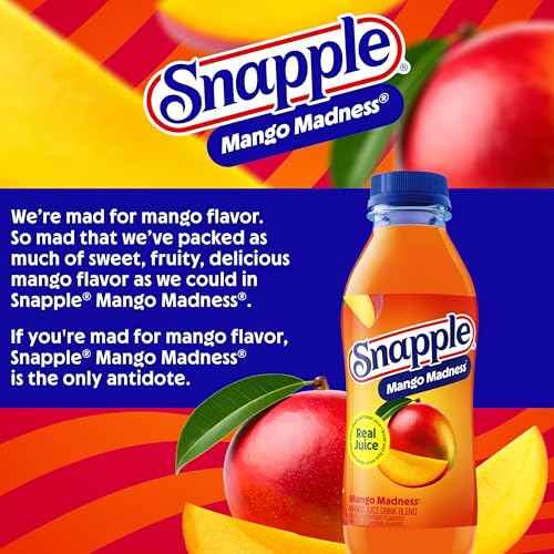 Image of Snapple Mango Madness Flavored Juice Drink, 16 fl oz recycled plastic bottle, Pack of 12