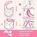 2ooya 7Pcs Cotton Waterproof Baby Bibs Adjustable Hook Loop Closure Infant Bib Pink Floral Newborn Babies Food Bibs Keepsake Baby Gift for 6-12 Months Baby Girl Teething Drooling Feeding Eating