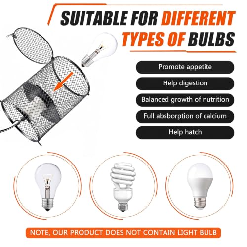 Image of VIHOSE 1 Pcs Reptile Heat Lamp Guard Anti Scald, 5.5 Inch, White, Black