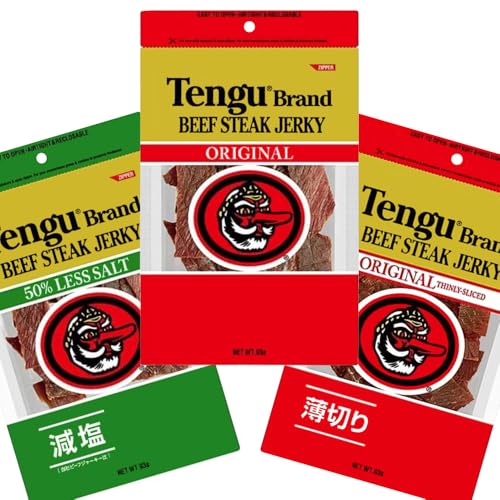 テング ビーフジャーキーお好み3種セット 【93g×3袋】(オリジナル・薄切り・減塩) おつまみ 天狗