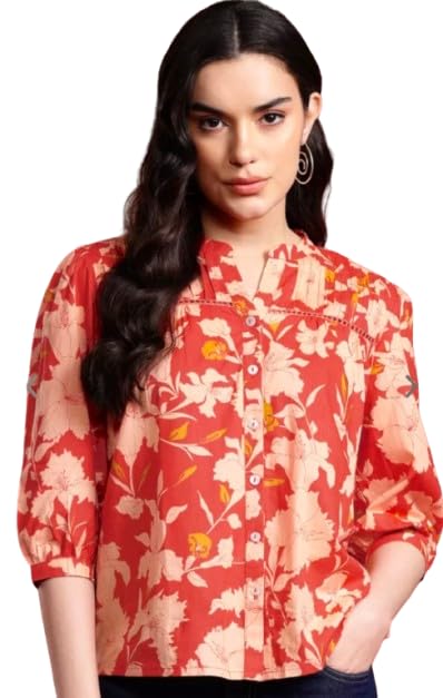 prakshi Women's Floral Print Cotton TOP Multicolor Collar, Long Sleeve-picture-44