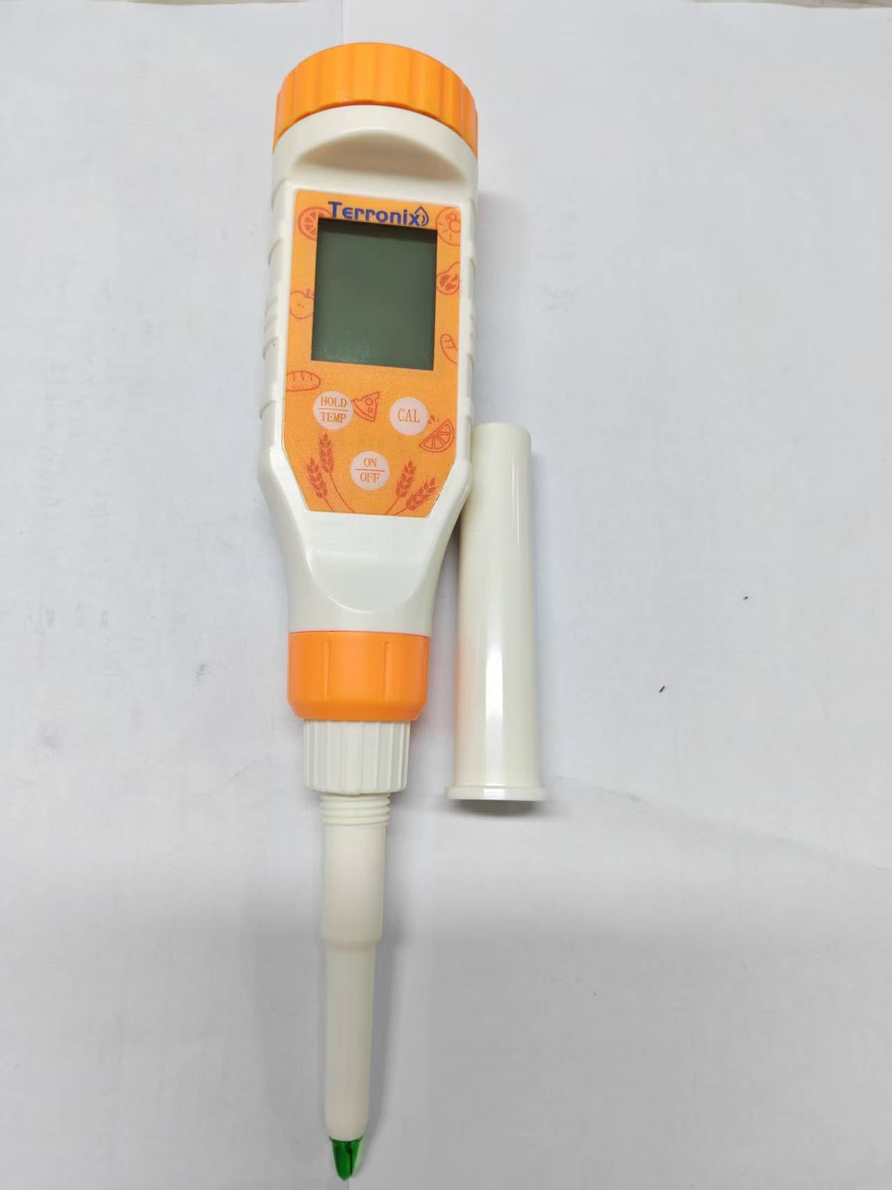 Terronix Digital pH Meter with Spear Tip Probe, Water Resistant Food Tester for Fermentation, Hot Sauce, Cheese, Sourdough, Canning, Includes Carrying Case and Calibration Solutions