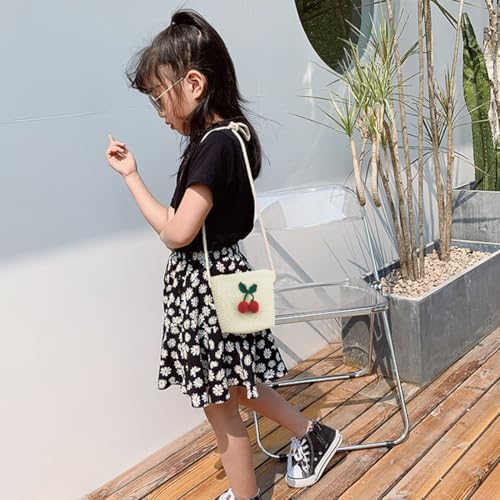 DIFLAX Mädchentaschen Blumen Stroh Tasche mit Reißverschluss Strohtasche Crossbody bag Stroh Umhängetasche für den Urlaub Reise Outdoor Aktivitäten