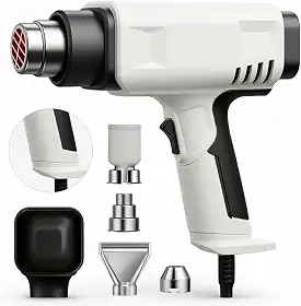 Pistola de Ar Quente com Tela Digital e Regulagem de Calor Profissional (Branco)