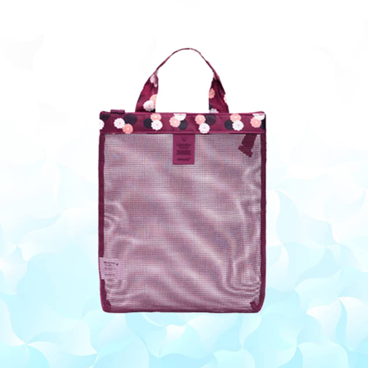Zerodeko 3piezas Bolsa De Playa De Malla Para Natación y Actividades Familiares Resistente Al Agua Para Recoger Juguetes y Rojo Vino Flores Para Piscina Camping y Viajes