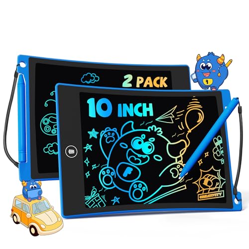 TEKFUN 2Pack Tableta de Escritura LCD 10 Pulgadas, Tablero de Dibujo Electrónico, Pizarra Infantil Juguetes Regalo Cumpleaños para Niñas y Niños de 3 4 5 6 7 Años Regalos para Niños (2*Azul)