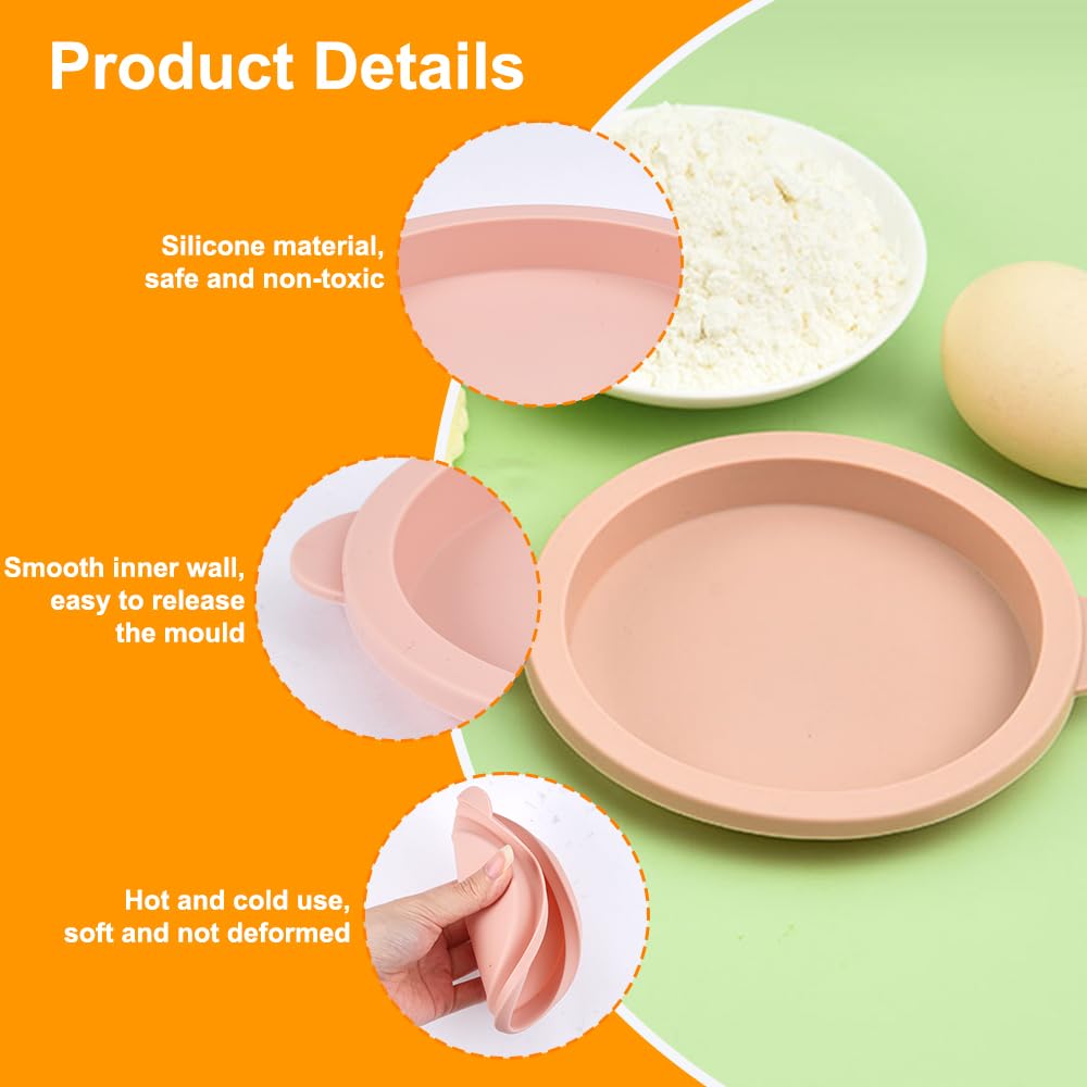Moule Gâteau Silicone FHISKUNYU - Set De 4 Moules à Pâtisserie Flexibles Antiadhésifs - Compatibles Four, Micro-ondes Et Air Fryer