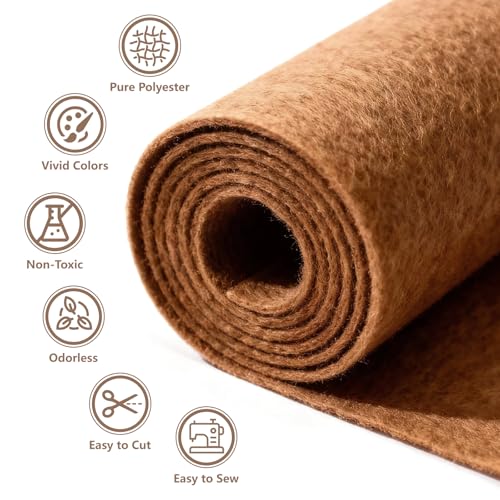 Image of Felt Fabric 36'' X 36'' Large Felt Sheets Stiff Craft Felt by The Yard for DIY Crafts Letter Coaster Flower Ornament Sewing Party Decoration Christmas Supplies Nonwoven (Coffee)