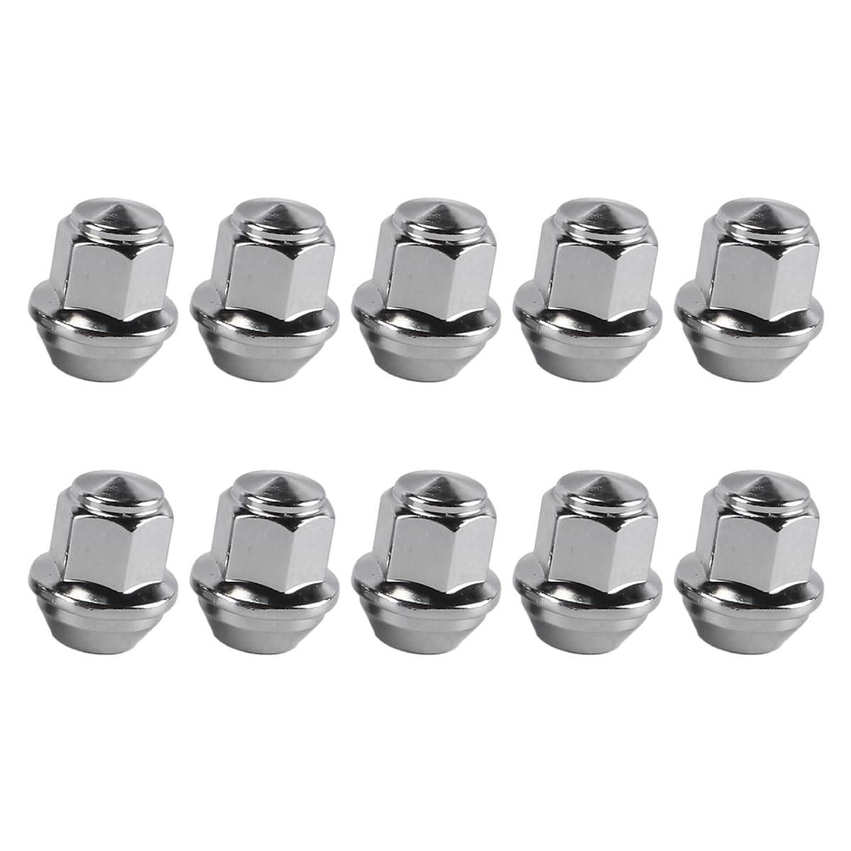 10 Tuercas de Rueda M14x1,5 hexagonales de 21 mm de Lado y 37 mm de Longitud, de Acero Plateado para Aplicaciones automotrices.