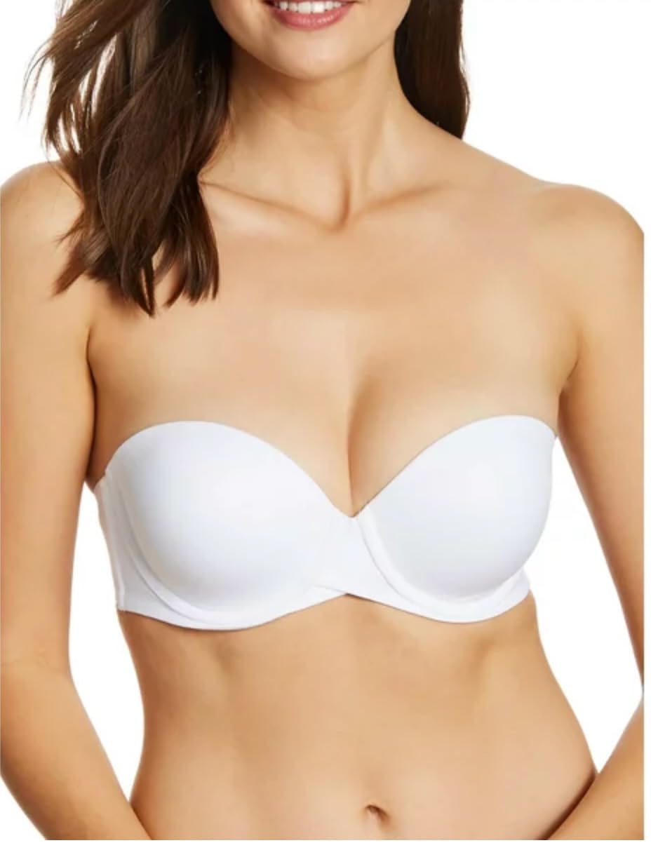 maidenformSelf Expressions Strapless Bra, Balconette Bra, Best Strapless Bra, Stay-Put Underwire, 5-Way Convertible Straps, 36A White