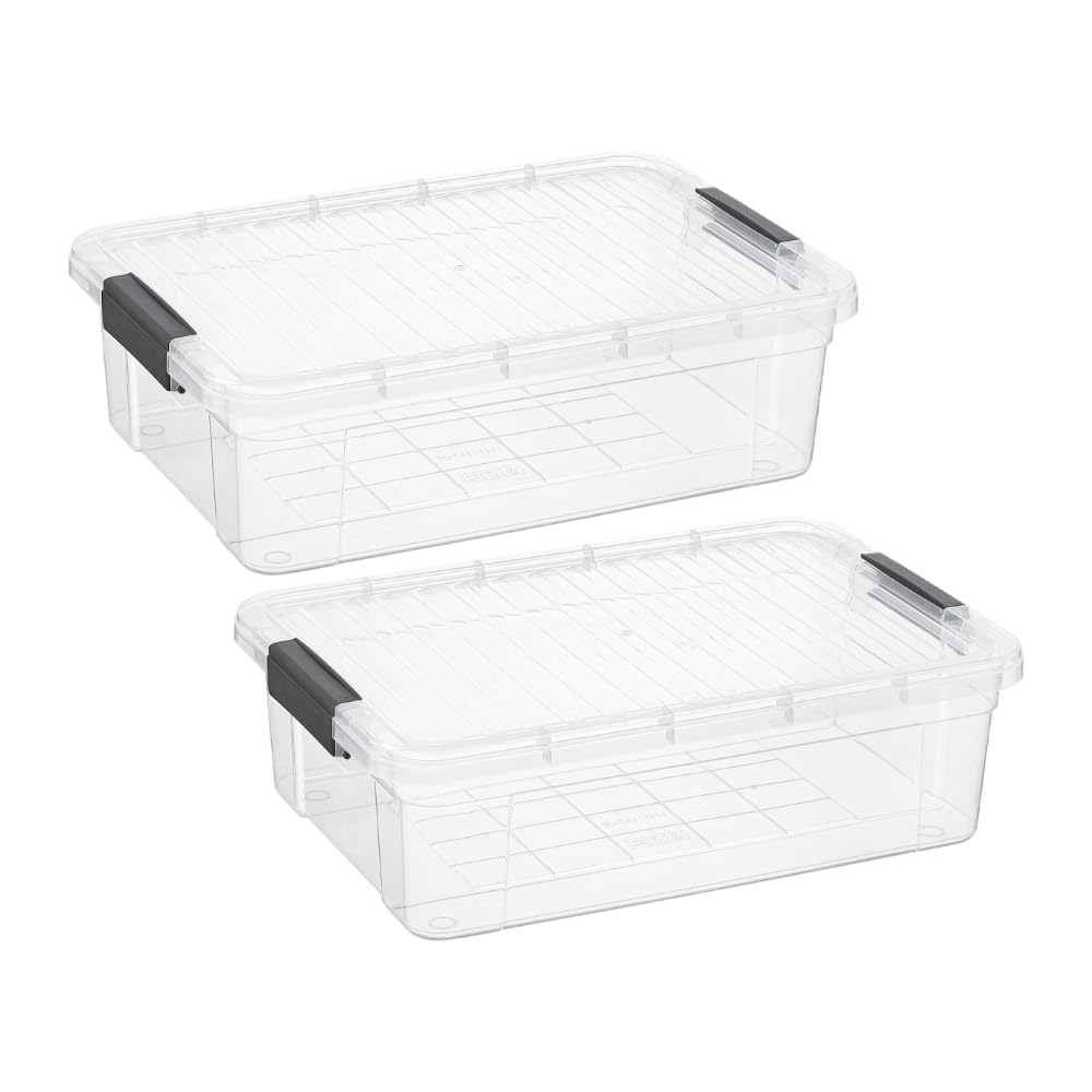 Superio Storage Bins with Lids, Clear Plastic Containers for Organizing, Stackable Totes, BPA Free, Odor Free, Organizer Boxes for Home, and Dorm (2 Pack, 22.75 Qt)