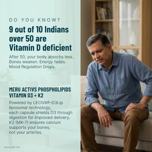 Image of Vitamin D3 K2 Supplement | Liposomal Vitamin D3 600 IU with K2 MK-7 50mcg | Bone, Muscle and Heart Support Phospholipid Bound Capsules for Adults 50+ | 60 Capsules