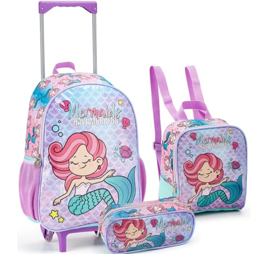 Kit Mochila Escolar Feminina Infantil Lancheira Térmica Estojo Sereia