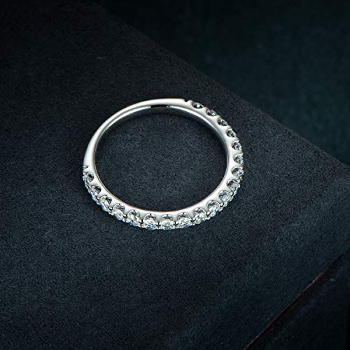 Hafeez Center Moissanite Wedding Bands For Women, Moissanite Rings For Women, Sterling Silver Rings, 2.5Mm Half Eternity Wedding Rings For Women (White-Gold, 9) #TOP4