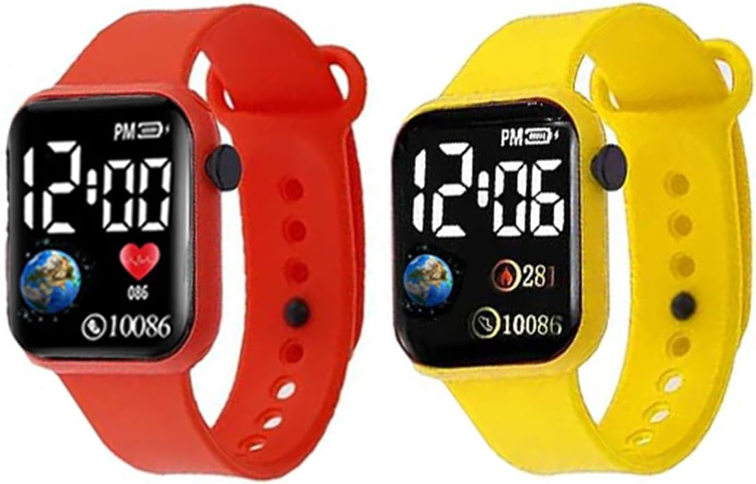 Acnosยฎ Brand Premium 7 Colors Strap Display Fashionable Children Kids Digital Watches Waterproof Sports Square Electronic Led Watch for Kids Boy Baby Girls Digital Watch for Kids Combo Pack of 2