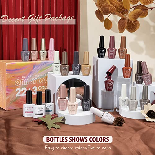Candy Lover Gel Nail Polish Kit With U V Light - 34 Macron And Nude Colors Soak Off Gel Polish Starter Home Kit With Base Top Coat Matte #TOP7