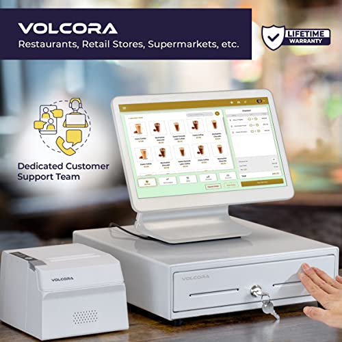 Volcora 13" Manual Push Open Cash Register Drawer For Point Of Sale (Pos) System, White Heavy Duty Till With 4 Bills And 5 Coin Slots, Key Lock With Fully Removable Money Tray And Double Media Slots #TOP4