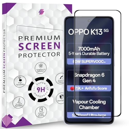 Image of Premium Tempered Glass Screen Protector Guard For Oppo K13 5G (6.67 Inch, Pack of 1) | Edge to Edge Coverage With Easy to installation kit